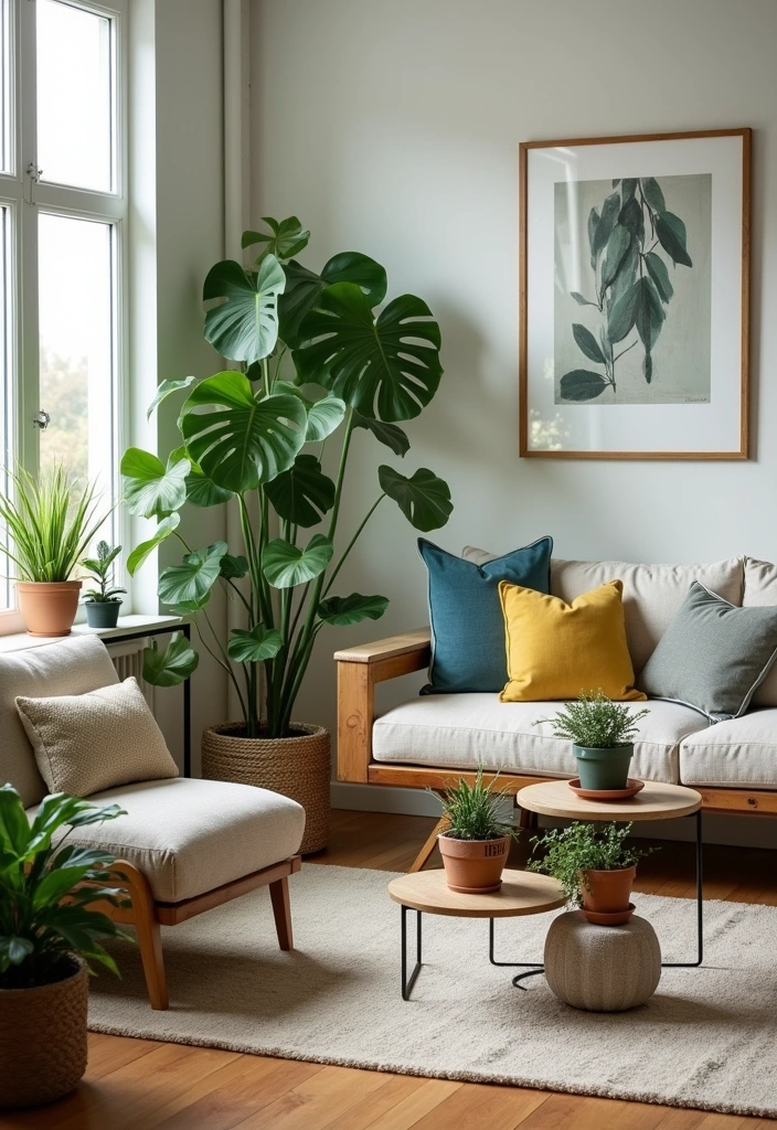 23 Stunning Modern Farmhouse Living Room Ideas - 9. Integrating Nature with Indoor Plants