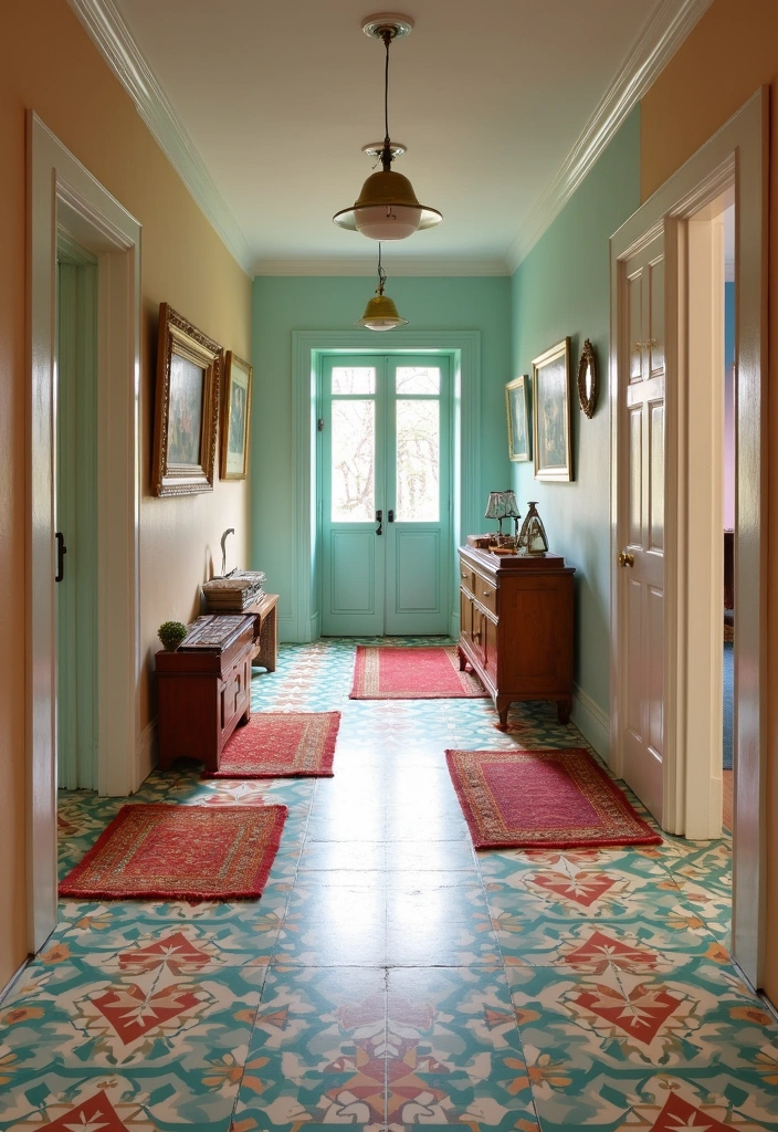 23 Unique 70s Hallway Designs Ideas - 11. Retro Flooring