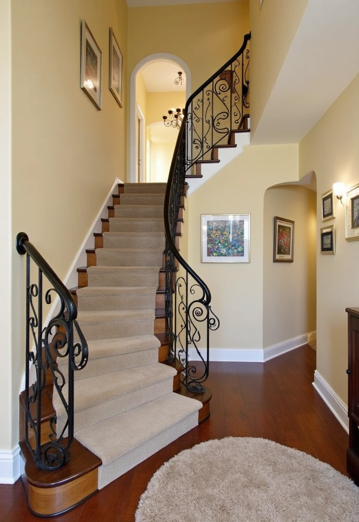 23 Unique 70s Hallway Designs Ideas - 14. Artistic Staircase Railing