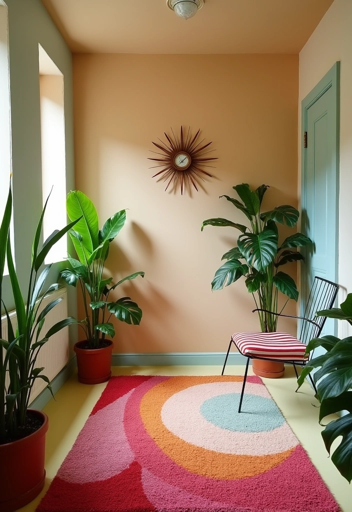 23 Unique 70s Hallway Designs Ideas - 2. Colorful Area Rugs