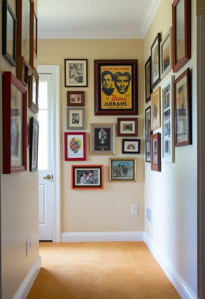 23 Unique 70s Hallway Designs Ideas - 4. Eclectic Gallery Wall