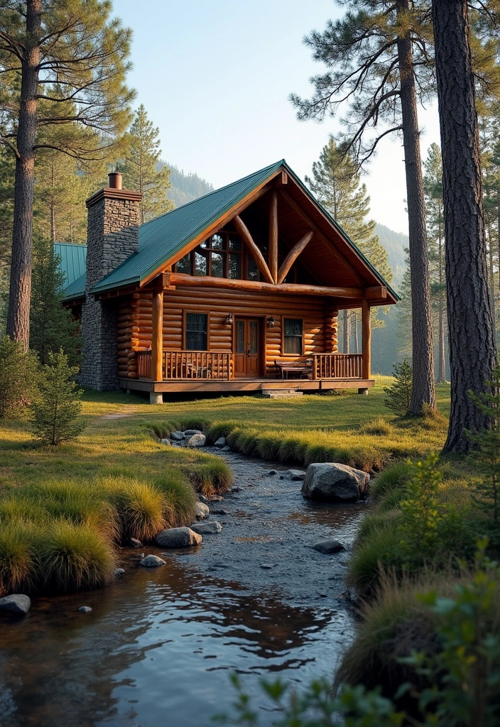 24 Beautiful California Ranch House Designs - 17. Log Cabin Ranch