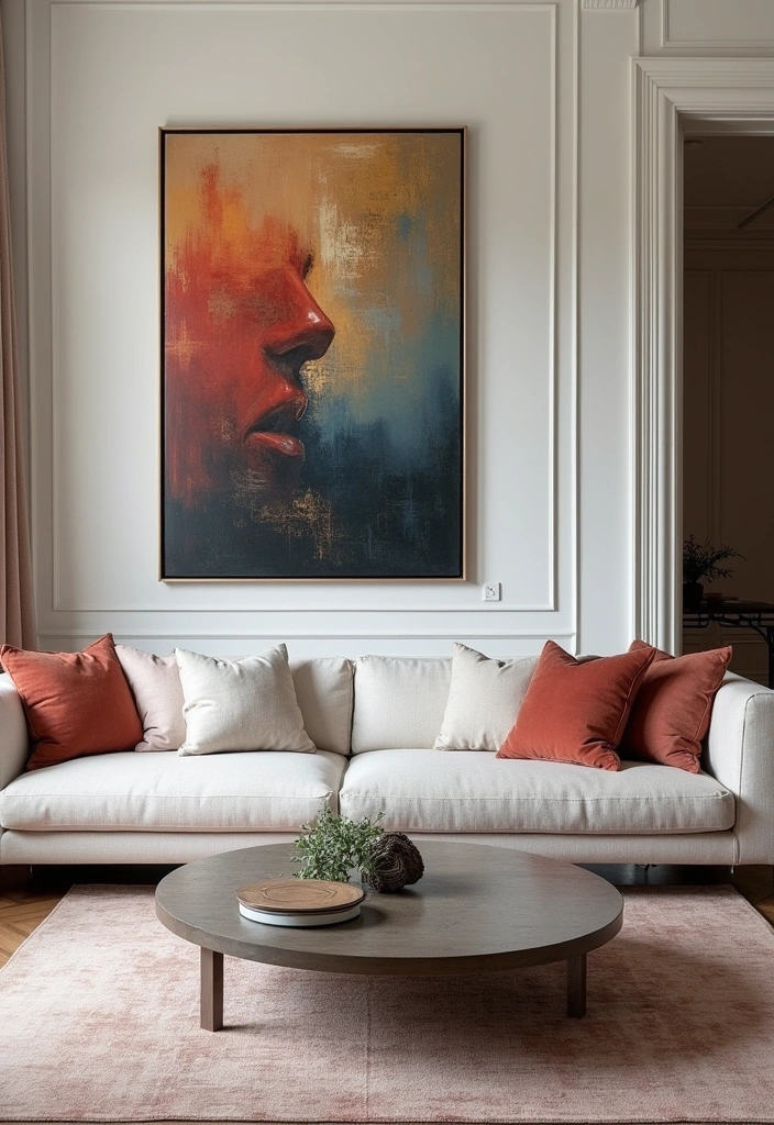 24 French Living Room Decor Ideas - 12. Statement Artwork