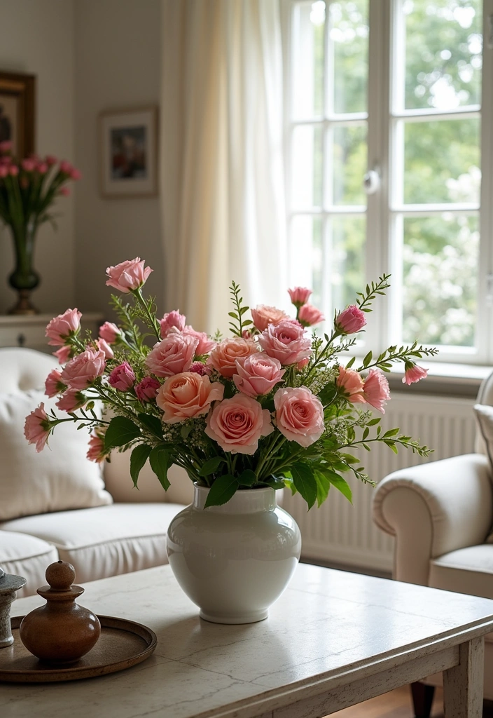 24 French Living Room Decor Ideas - 9. Floral Arrangements