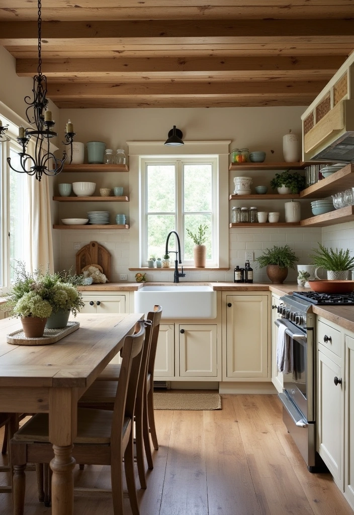 24 Gorgeous Beige Kitchen Cabinets Ideas - 3. Rustic Farmhouse Charm