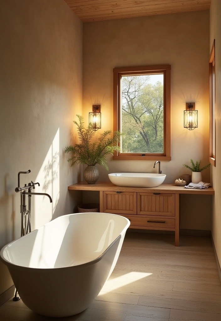 24 Japanese Bathroom Design Ideas: Creating Serene Spaces - 14. Unique Lighting Fixtures