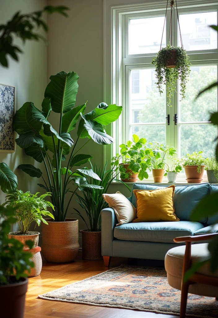 24 Modern Organic Living Room Ideas - 2. Indoor Plants Galore