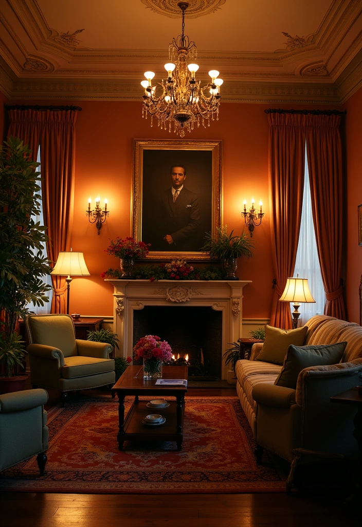 24 Victorian Living Room Design Ideas - 12. Layered Lighting