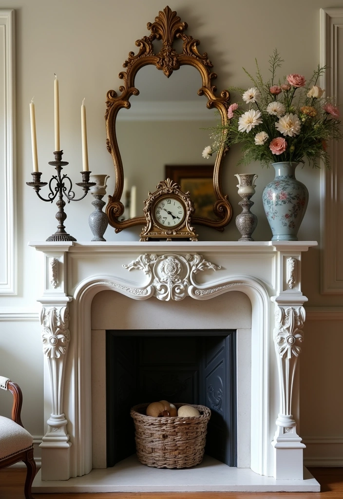 24 Victorian Living Room Design Ideas - 13. Decorative Mantels