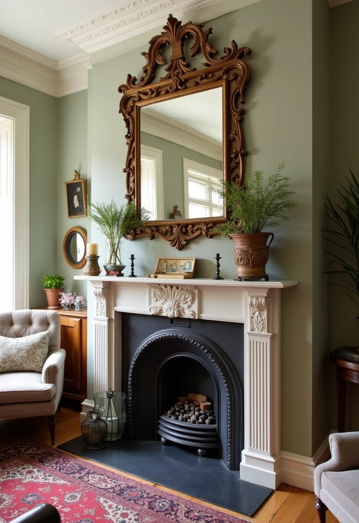 24 Victorian Living Room Design Ideas - 14. Vintage Mirrors