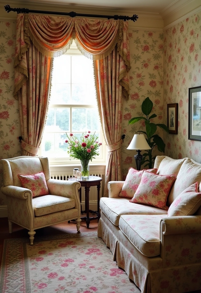 24 Victorian Living Room Design Ideas - 17. Floral Patterns