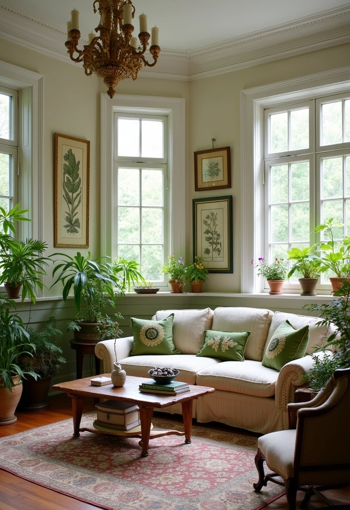 24 Victorian Living Room Design Ideas - 20. Outdoor-Inspired Decor
