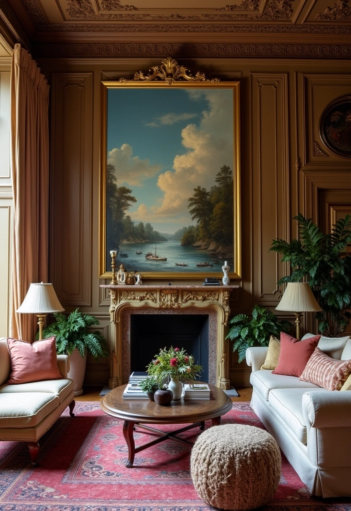 24 Victorian Living Room Design Ideas - 23. Artistic Focal Points