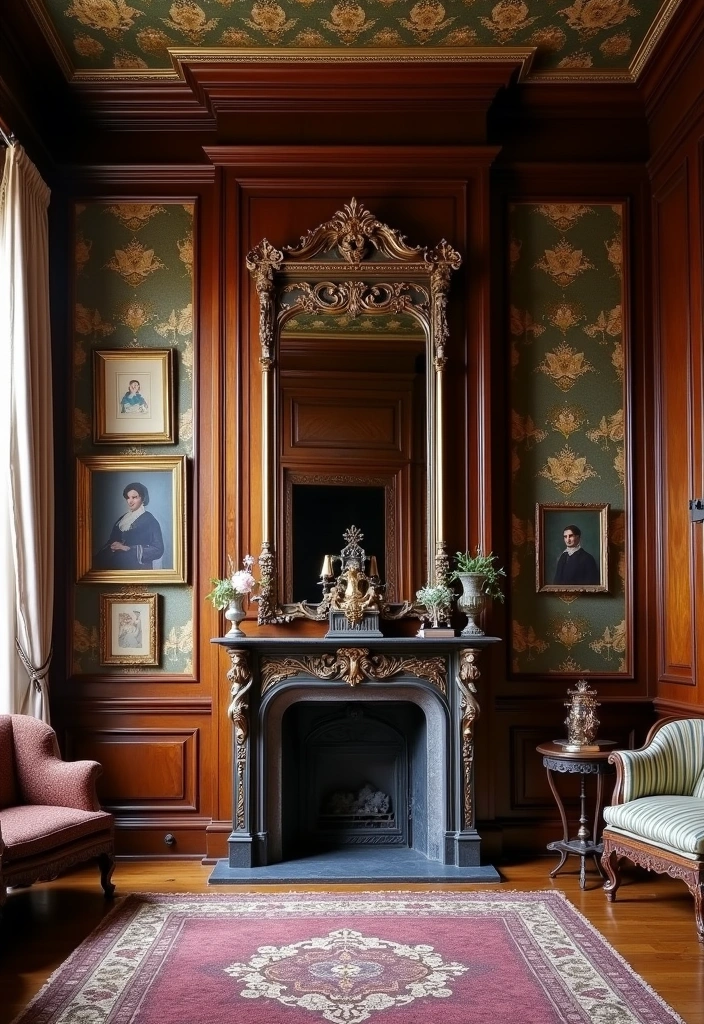 24 Victorian Living Room Design Ideas - 5. Intricate Wall Treatments