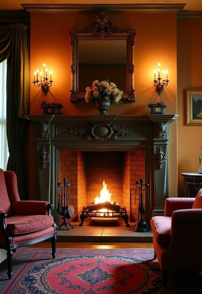 24 Victorian Living Room Design Ideas - 6. Cozy Fireplaces