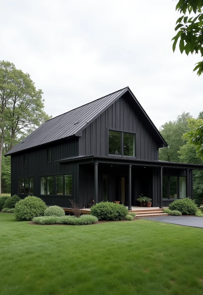 25 Contemporary Black Farmhouse Exteriors Ideas - 11. Contemporary Roof Designs