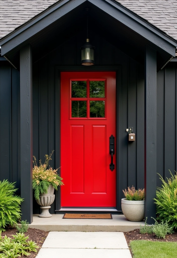 25 Contemporary Black Farmhouse Exteriors Ideas - 12. Unique Door Designs