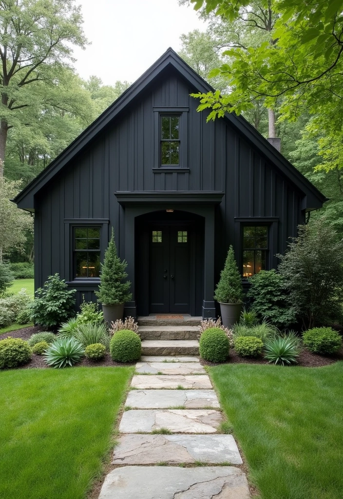 25 Contemporary Black Farmhouse Exteriors Ideas - 2. Matte Black Finish