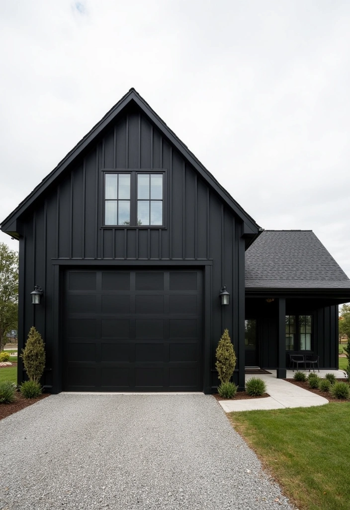 25 Contemporary Black Farmhouse Exteriors Ideas - 4. Industrial Elements