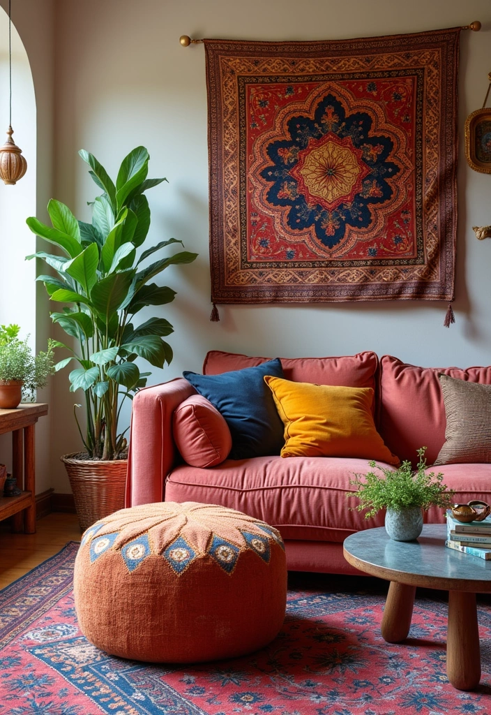 25 Modern Boho Living Room Ideas - 13. Global Inspirations