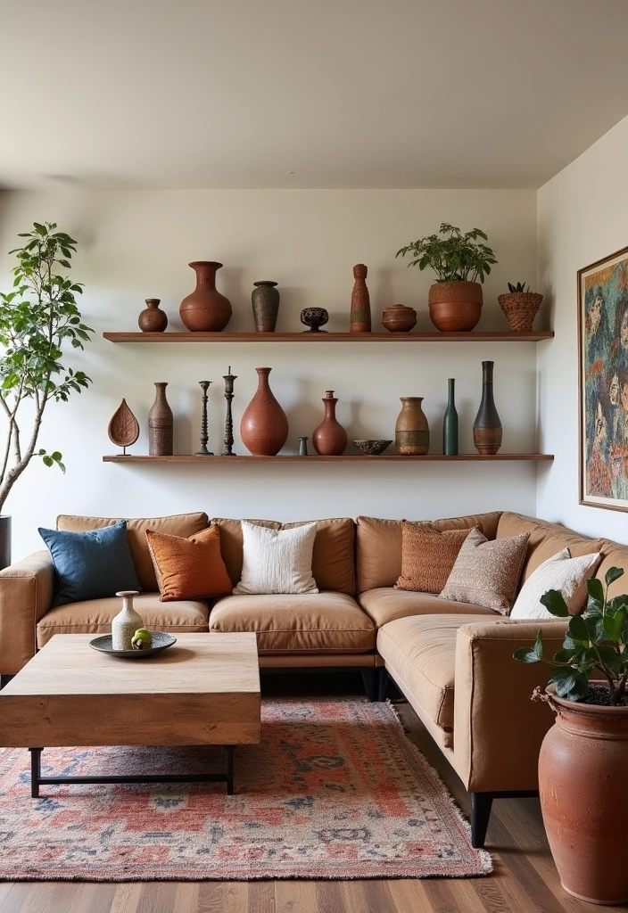 25 Modern Boho Living Room Ideas - 15. Artistic Touches