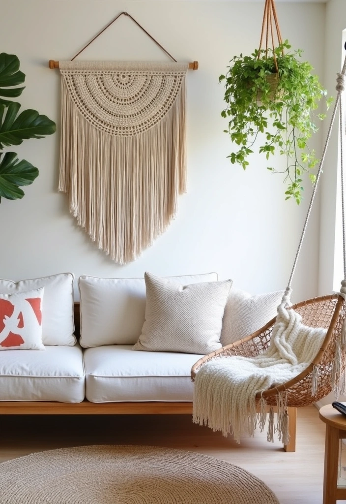 25 Modern Boho Living Room Ideas - 2. Macrame Magic