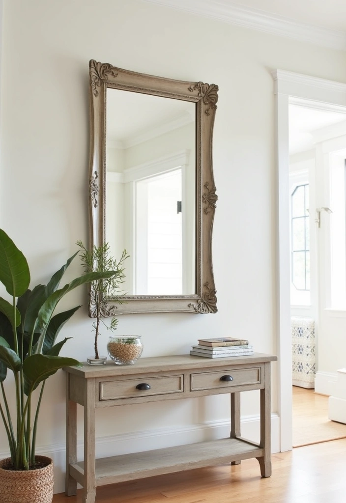 25 Modern Farmhouse Hallway Ideas - 11. Statement Mirrors