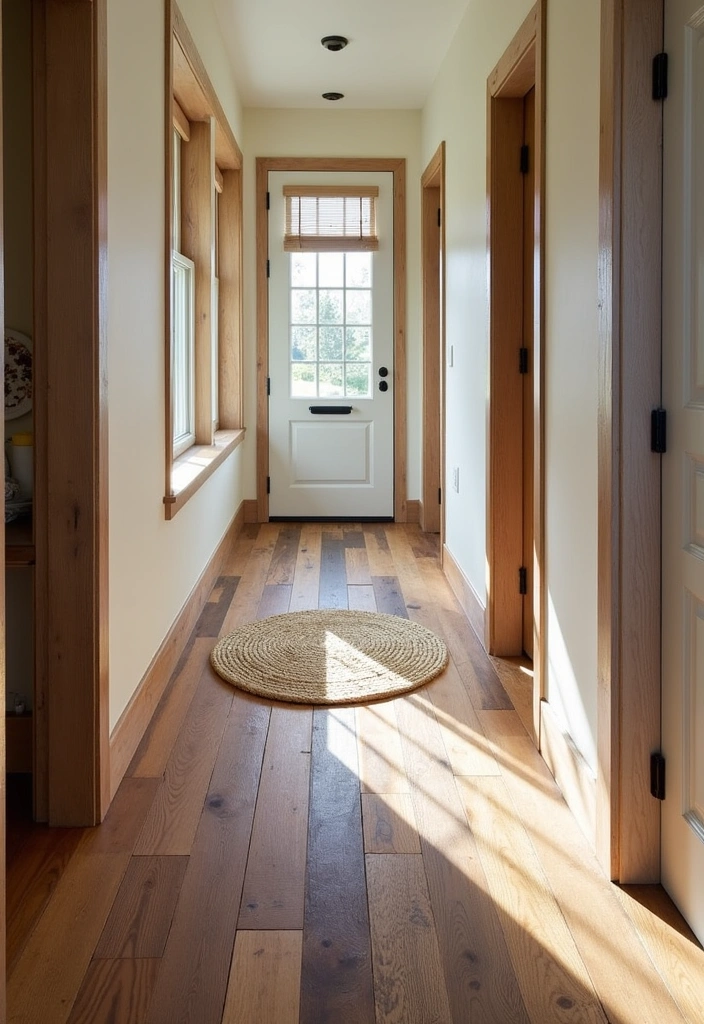 25 Modern Farmhouse Hallway Ideas - 12. Unique Flooring