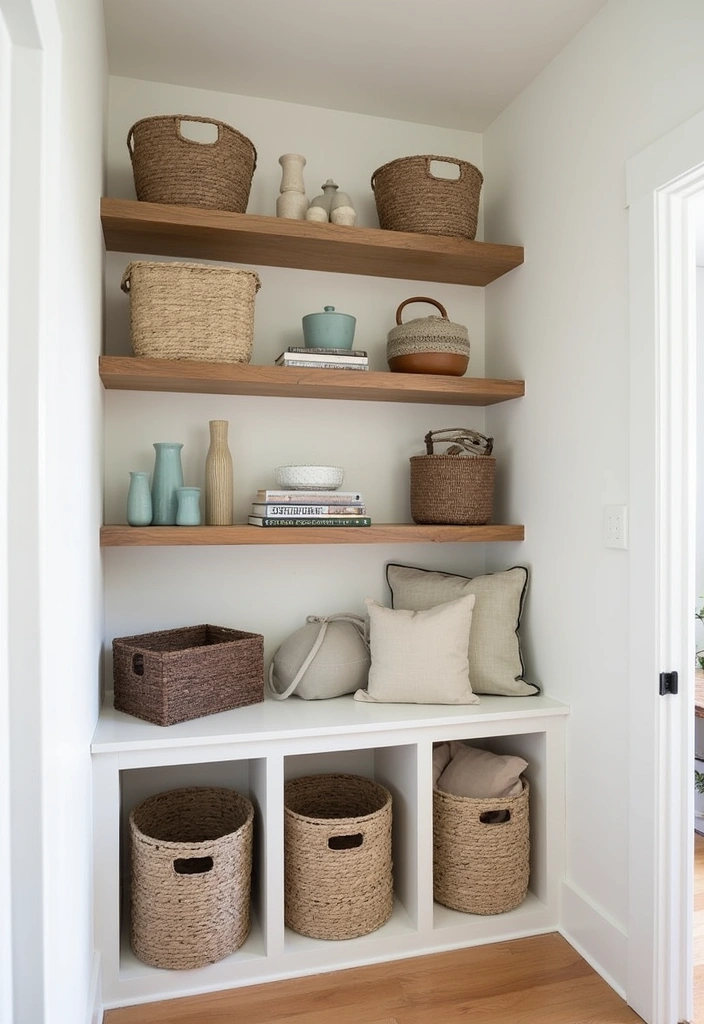 25 Modern Farmhouse Hallway Ideas - 13. Functional Storage Solutions