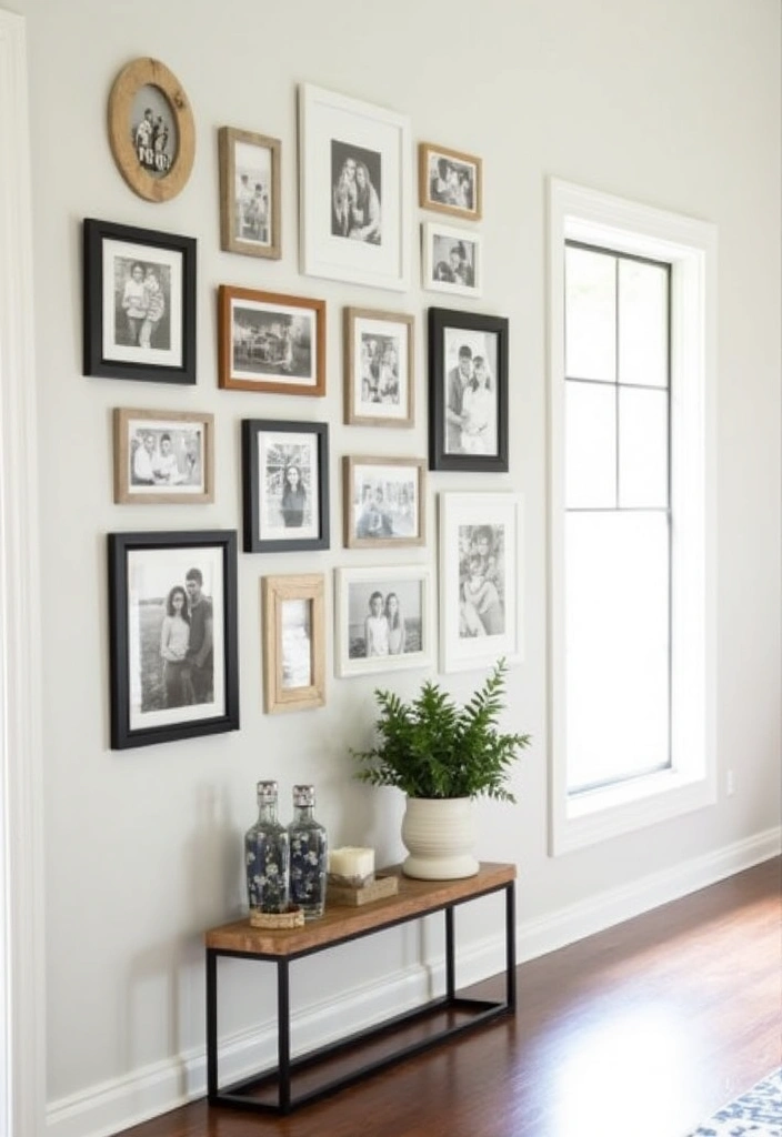 25 Modern Farmhouse Hallway Ideas - 2. Gallery Wall Charm