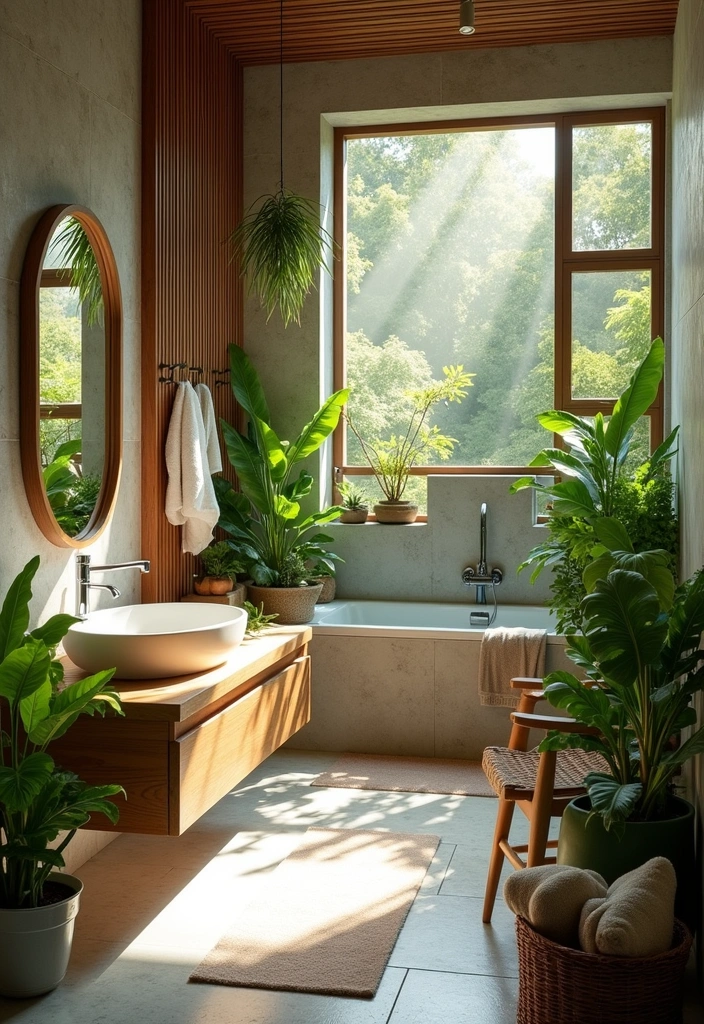 25 Parisian Bathroom Design Ideas - 14. Nature-Inspired Decor