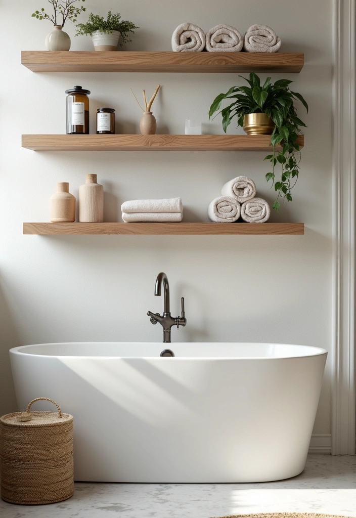 25 Parisian Bathroom Design Ideas - 9. Open Shelving for Storage