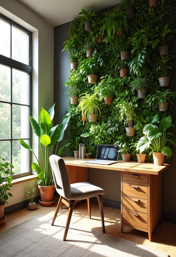 25 Relaxing Earthy Home Office Design Ideas - 1. Biophilic Design Elements