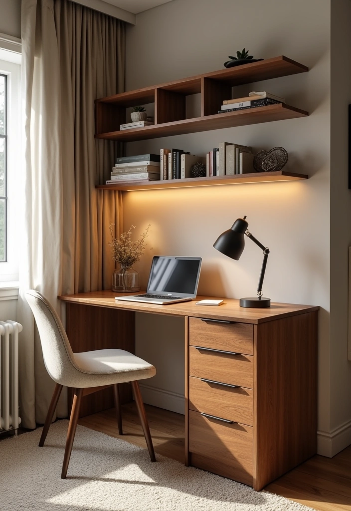 25 Relaxing Earthy Home Office Design Ideas - 13. Multi-Functional Furniture