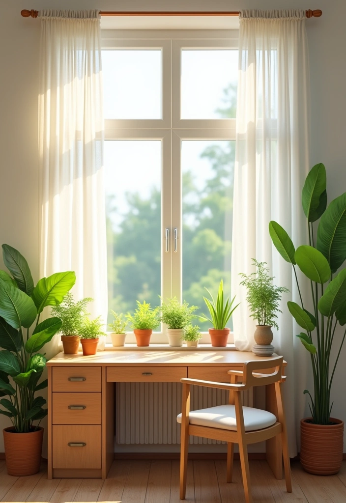 25 Relaxing Earthy Home Office Design Ideas - 14. Natural Light Maximization