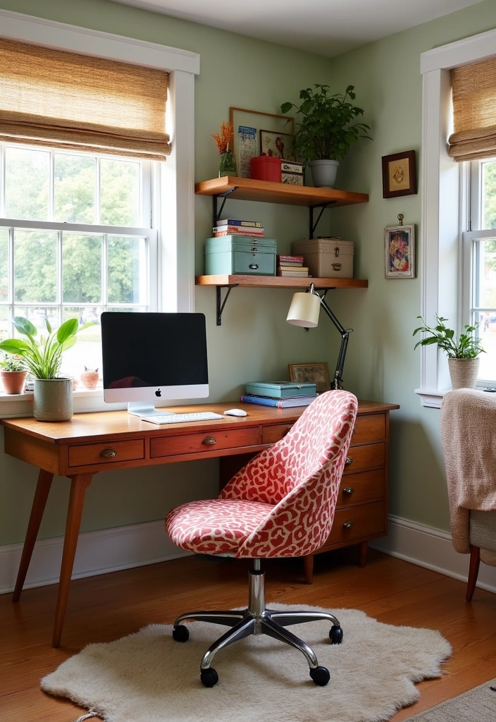 25 Relaxing Earthy Home Office Design Ideas - 9. Vintage Finds