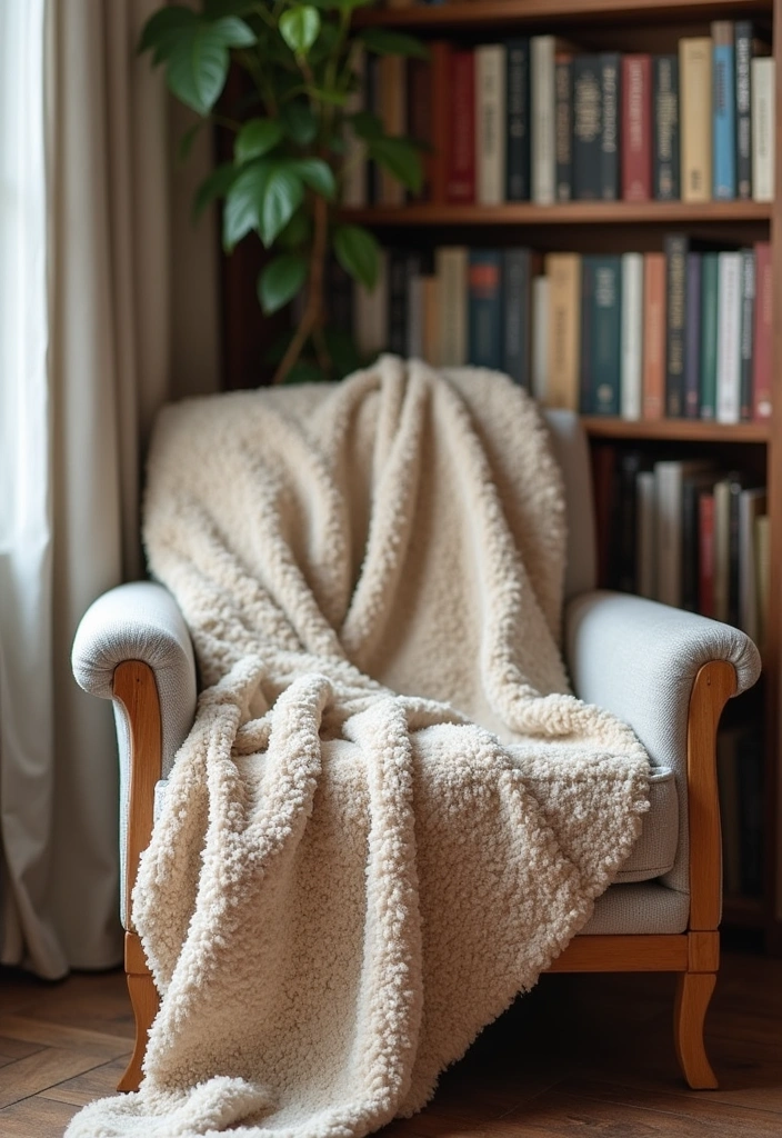 26 Calming Japandi Reading Nooks Ideas - 11. Warm Textiles and Throws