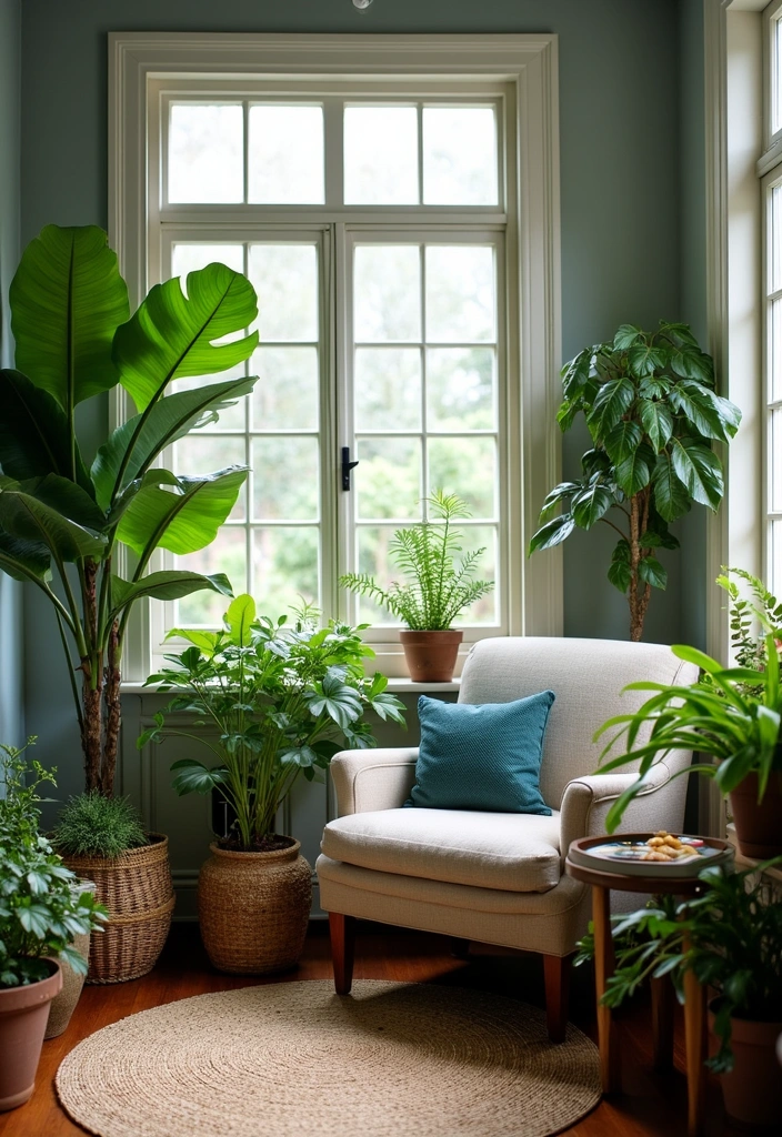 26 Calming Japandi Reading Nooks Ideas - 14. Arrange Plants for Zen Vibes