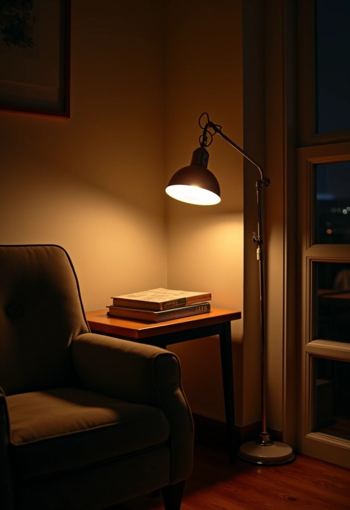 26 Calming Japandi Reading Nooks Ideas - 15. Layered Lighting Effects