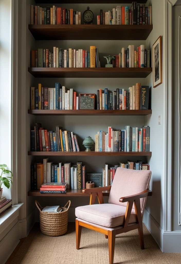 26 Calming Japandi Reading Nooks Ideas - 19. Personal Library Feature