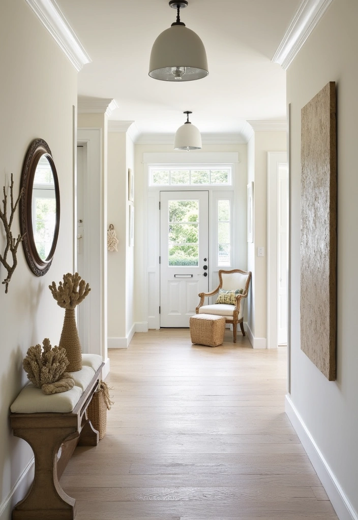 26 Coastal Hallway Design Ideas - 11. Coral Decor