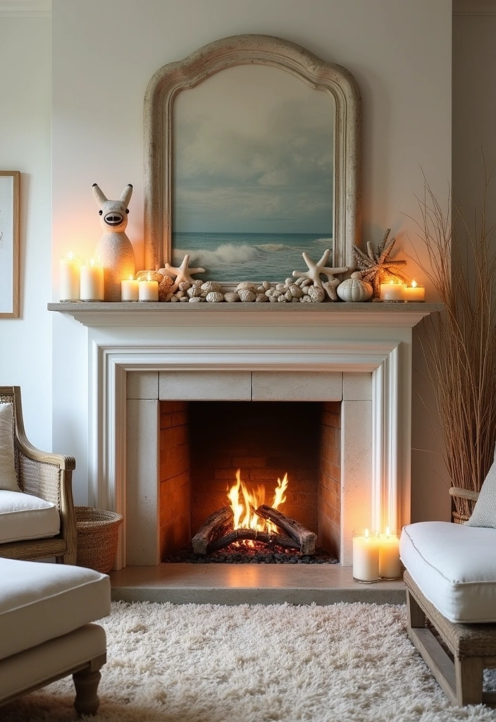 26 Coastal Living Room Design Ideas - 16. Cozy Fireplaces