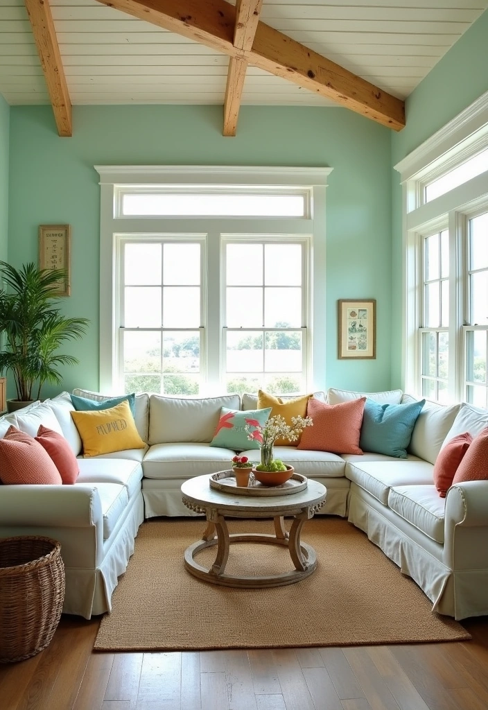 26 Coastal Living Room Design Ideas - 2. Beachy Color Palette