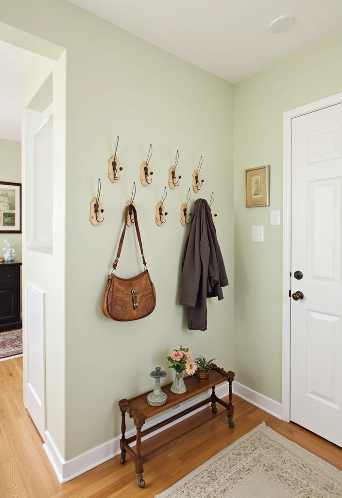 26 Cozy Modern Farmhouse Entryways Ideas - 14. Welcoming Wall Hooks