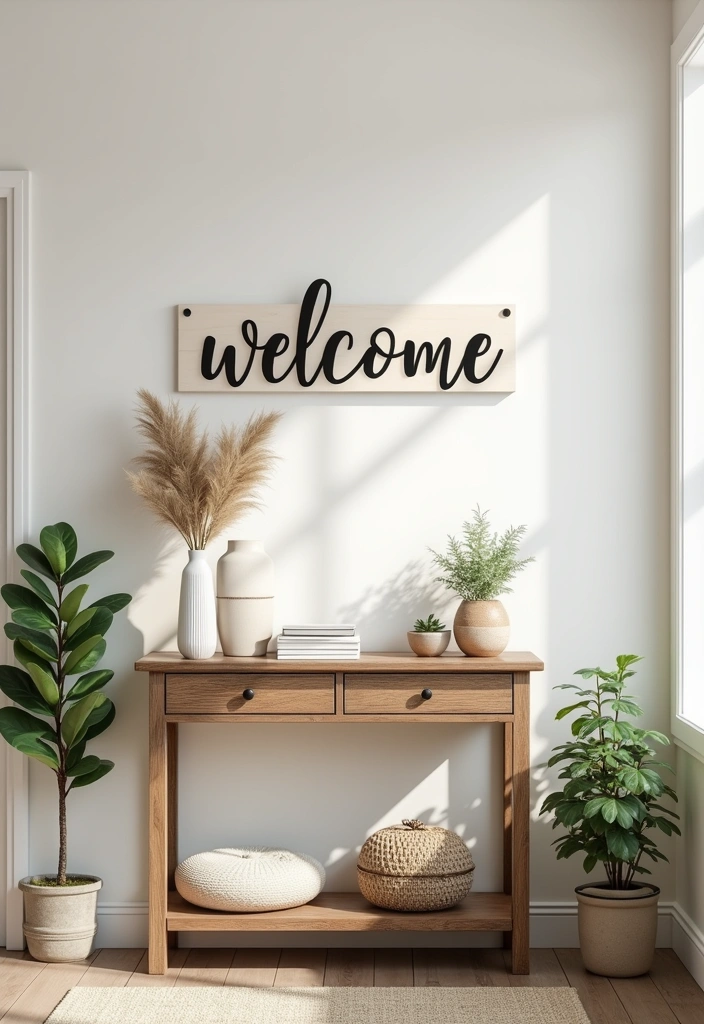 26 Cozy Modern Farmhouse Entryways Ideas - 17. Welcoming Signs