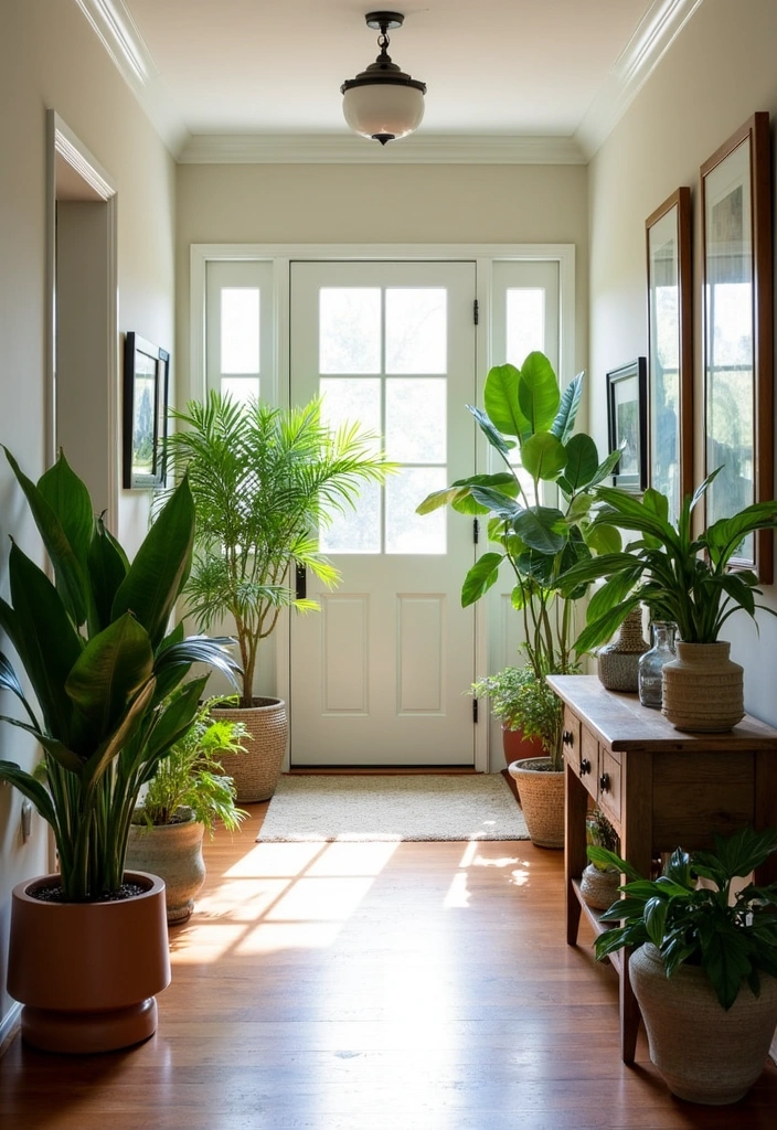 26 Cozy Modern Farmhouse Entryways Ideas - 8. Indoor Plants and Greenery