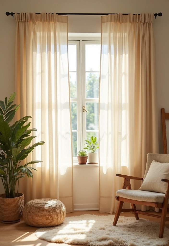 26 Curtain Trends to Enhance Living Room Decor Ideas - 12. Eco-Friendly Curtains