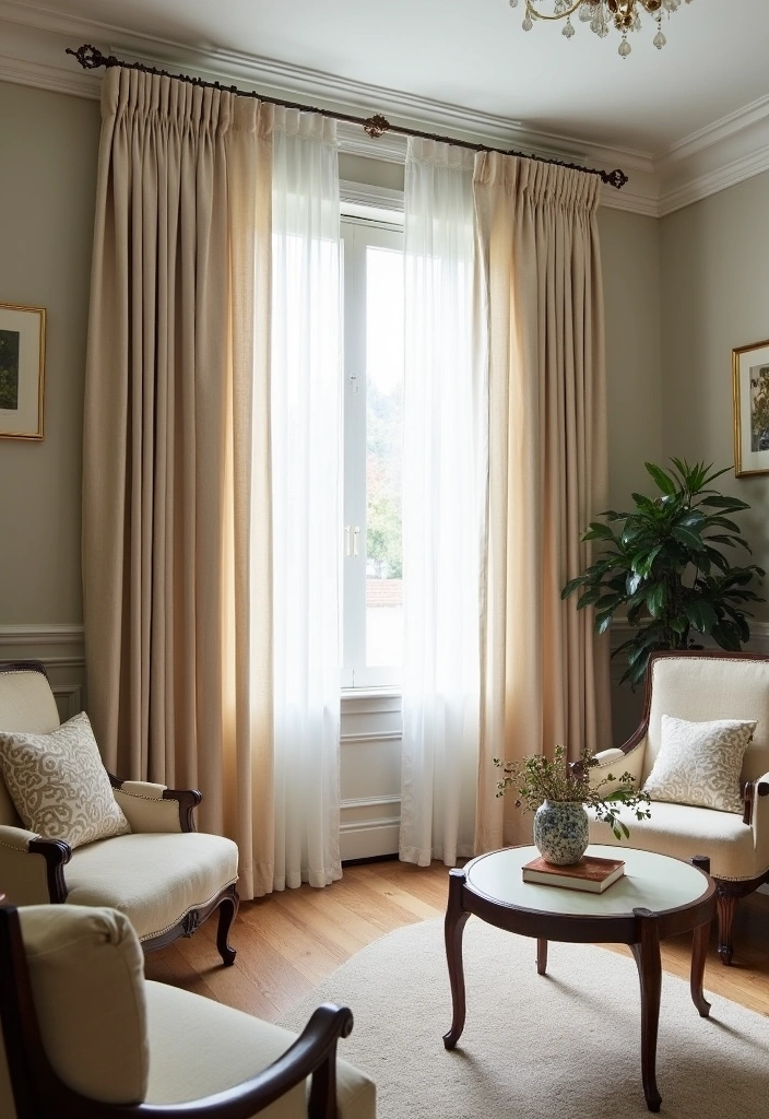 26 Curtain Trends to Enhance Living Room Decor Ideas - 24. Transitional Styles