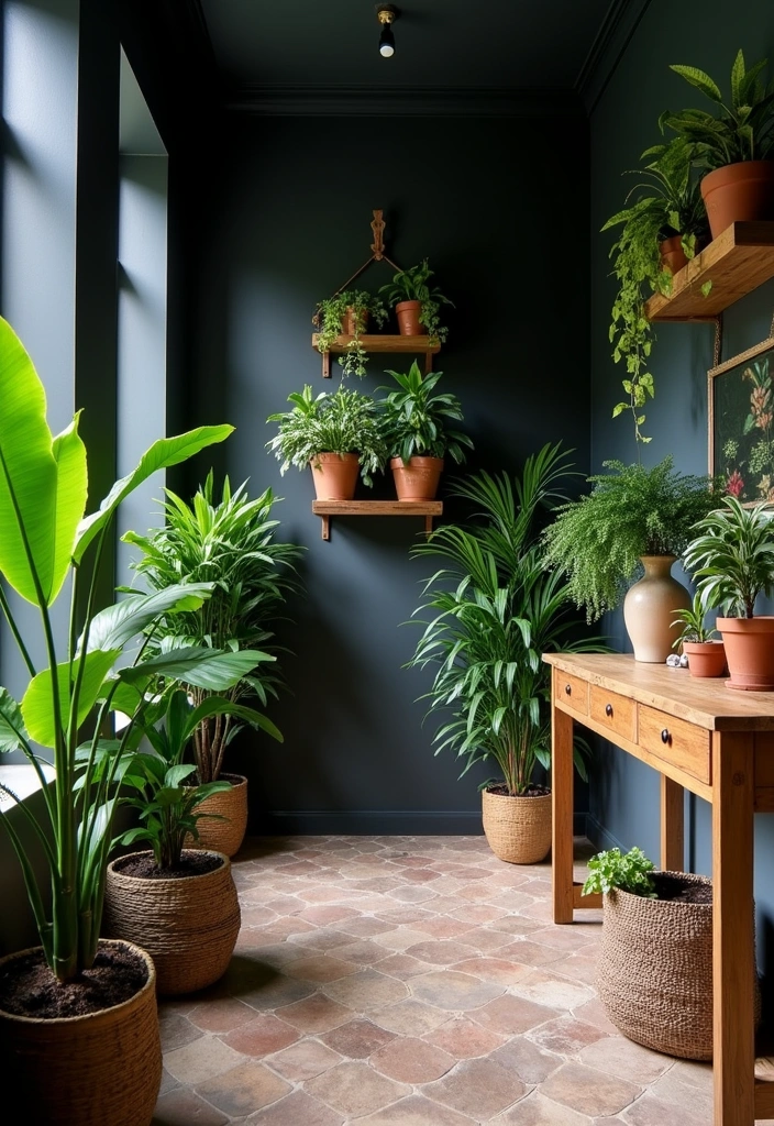 26 Dark Hallway Ideas to Elevate Your Home Decor - 5. Nature-Inspired Elements