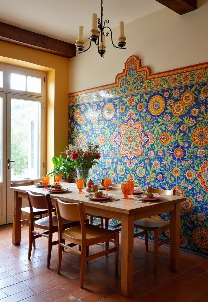 26 Ibiza Inspired Spanish Dining Room Ideas - 4. Colorful Tile Accents